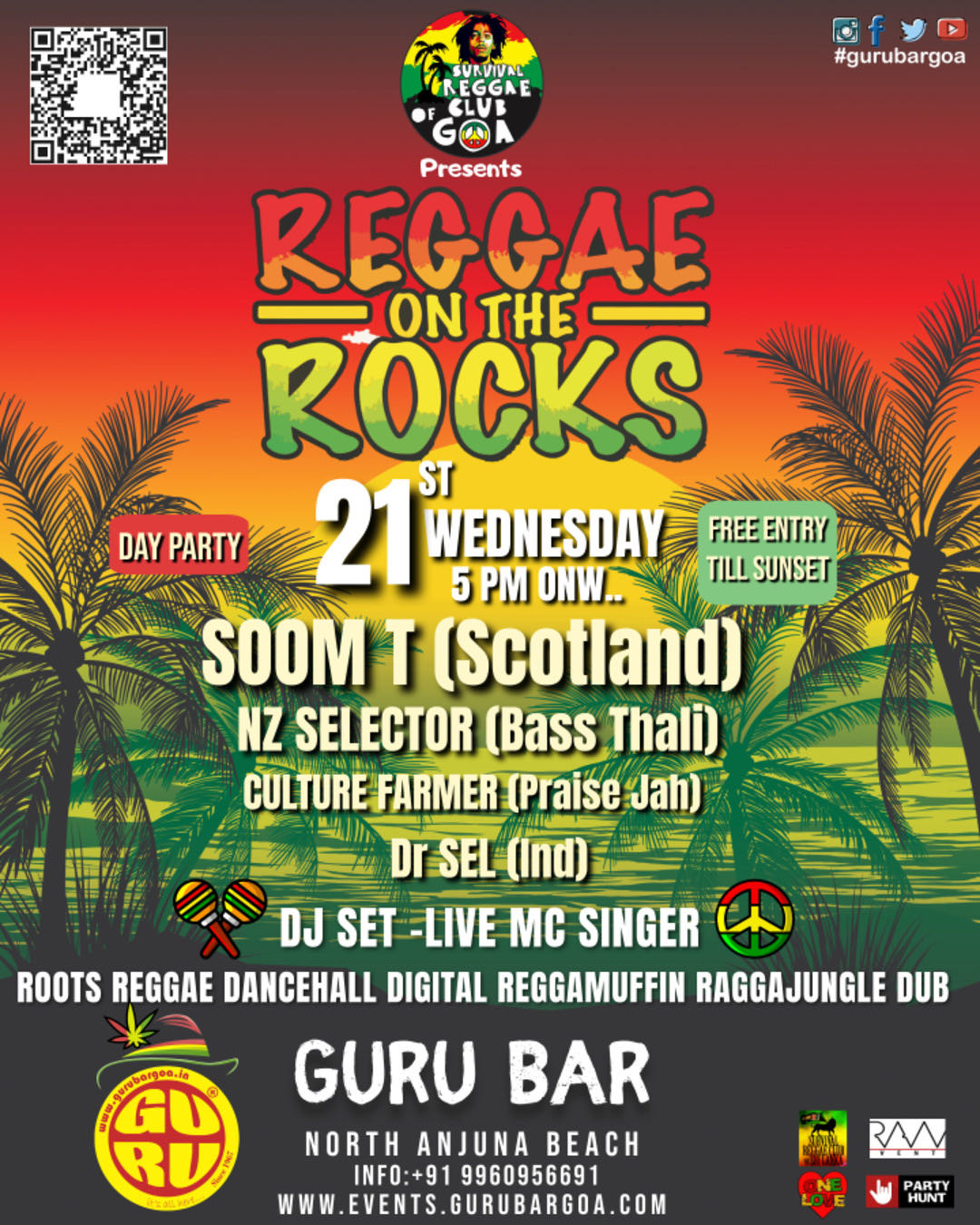 REGGAE ON THE ROCKS by Guru Bar, Dance Music Event Tickets Goa Clubr